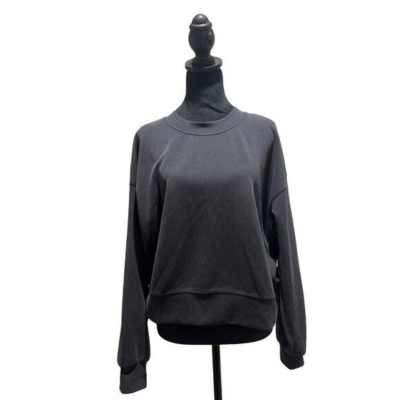 Lululemon Women's Ribbed Soft Stream Black Crewneck Size 8 - Picture 1 of 4